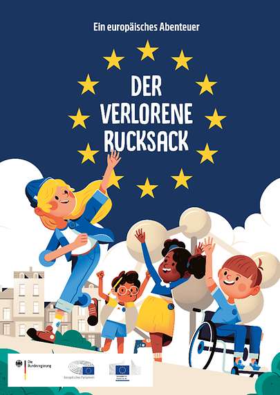 [gratis] Der verlorene Rucksack - Ein europäisches Abenteuer | Rätselheft für Kinder zum Thema Europa, plus Europaposter und Stickerbogen