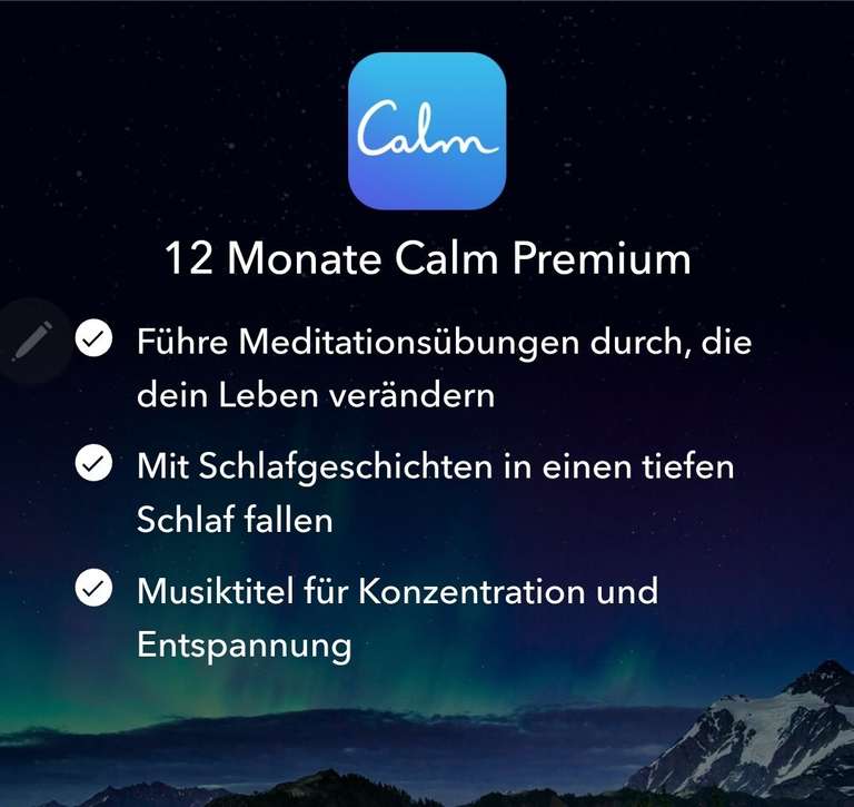 Calm App 50% Rabatt auf Jahresabo