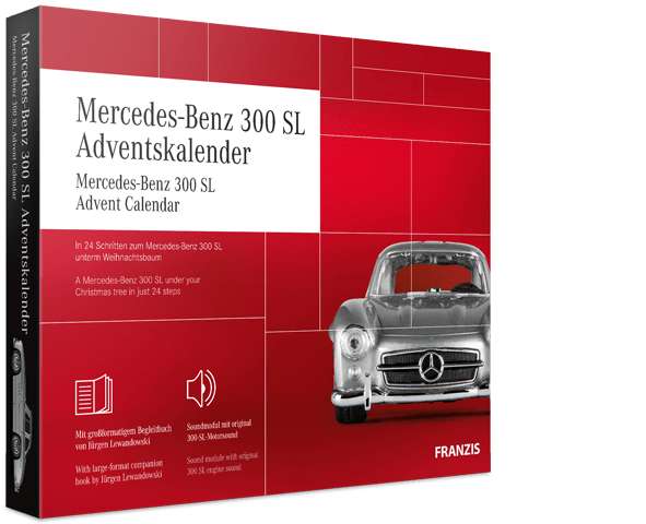 Adventskalender antizyklisch kaufen bei Franzis.de, z.B. Mercedes-Benz 300 SL Adventskalender