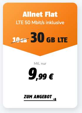 Vodafone-Netz] Black AG | + kündbarer Tarif mit mydealz 30GB monatlich SMS-Flat / klarmobil: 9,99€ & Allnet- Mbit/s 50 | Friday bei für 9,99€ Monat