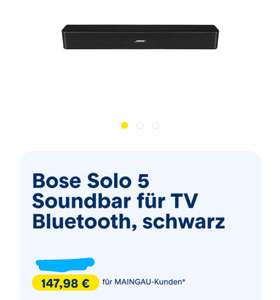 [only maingau / sound] Bose Solo 5 Soundbar für TV in schwarz für 147,98€ inkl. Versand anstatt 158,94€ - eff. 'nur' 6,9%