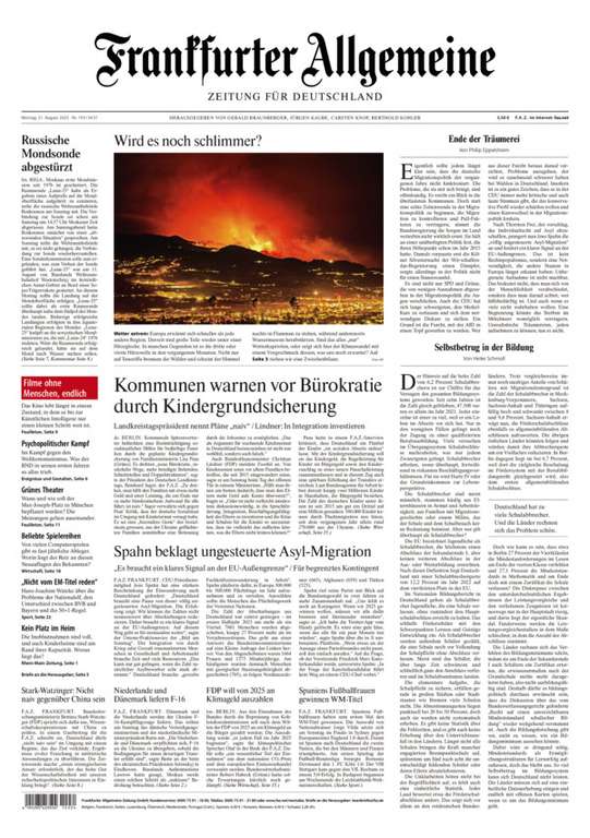 FAZ ( Frankfurter Allgemeine Zeitung )am 26.08. und FAS am 27.08. kostenlos verfügbar.