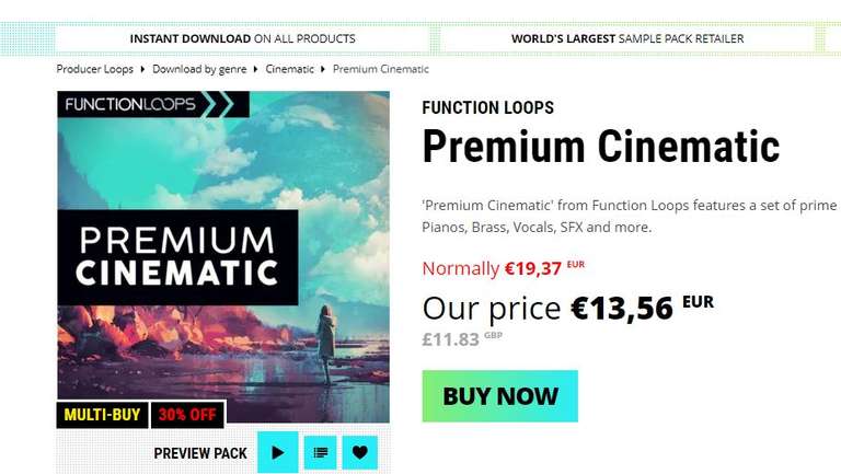 Function Loops: 'Premium Cinematic' Sample Pack (700mb, Drums, Strings, Pianos, Brass, Vocals, SFX etc.., zeitlich begrenzt!) AU / AAX / VST
