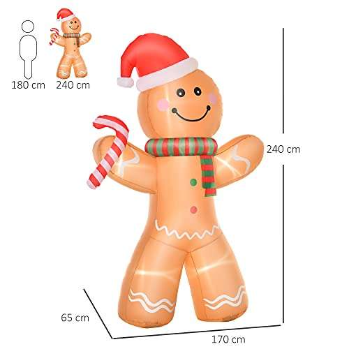 Aufblasbarer Lebkuchenmann/Weihnachtsmann und Schneemann 2,4 m Weihnachtsdekoration mit Licht
