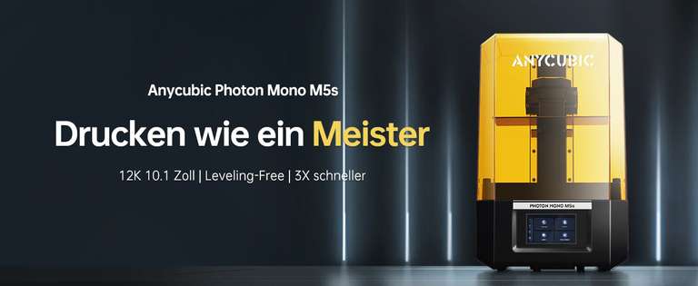 Anycubic Photon Mono M5s Vorbesteller Preis 399€ statt 579€, mit 1kg Resin 419€, Zusätzlich 25€ Rabatt durch Gutschein GUTCODE25