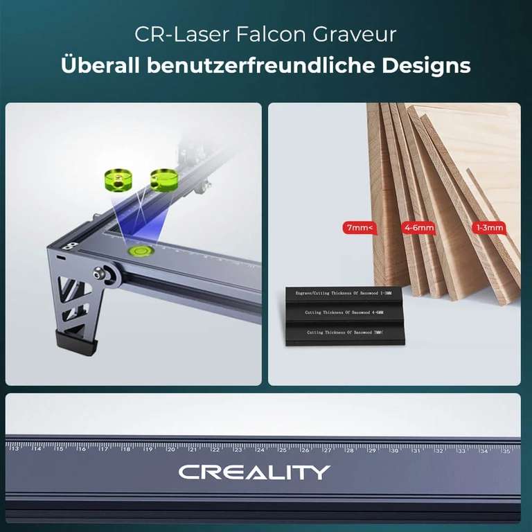 Creality Laser Falcon 10W - Lasergravierer 400*415mm, 0,06 mm Laser-Brennpunkt, Lasercutter mit 18mm Schneidtiefe