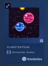 Steam - Animierte Artikel | Avatar "PLANETENTEAM", Profilrahmen "KOOP-KREISE", Sticker "SPIELER" (Steam-Aktion Remote Play Together 2024)