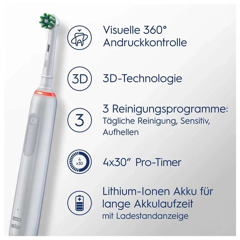 Oral-B Pro 3 3900 Elektrische Zahnbürste im Doppelpack und 3 Aufsteckbürsten