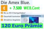 Web.de/GMX + AmEx, Bis zu 120€ Prämie: Bis 75€ Cashback + bis 45€ Startguthaben, dauerhaft kostenlose Amex BlueCard, Apple Pay + Google Pay