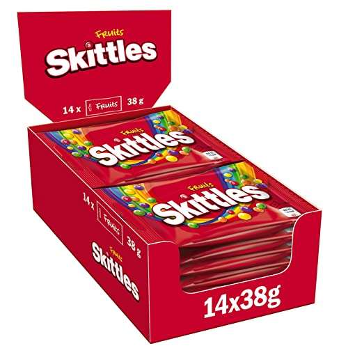 Skittles Süßigkeiten | Vegan Fruits Kaubonbons Großpackung (14 x 38g ) (Prime Spar-Abo)