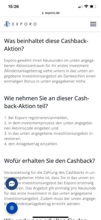 Exporo - Crowdfunding - 150,- EUR Cashback (500,- Mindestinvest) + 100,- EUR KWK