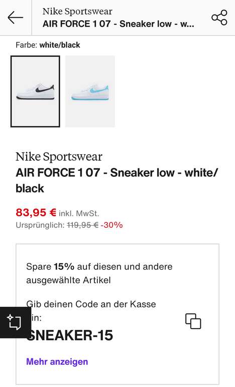 Nike Air Force 1 '07 white/black