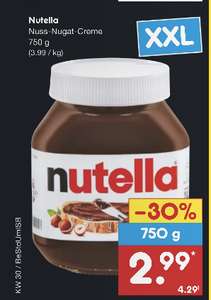 [Netto Lokal] Nutella 750g Glas 2,39€ = 3,18 €/k.g (Angebot + 20% Gutschein)