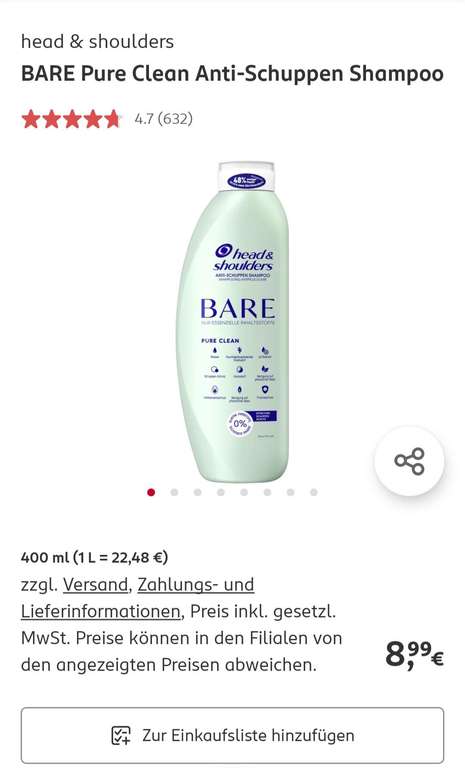 Head&Shoulders Bare Shampoo 400ml im Abverkauf bei Rossmann mit Gutschein kombinierbar [ggf lokal]