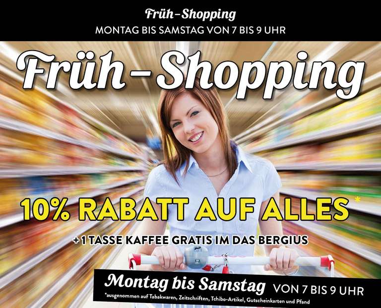 Früh-Shopping Edeka Seng Augsburg 10% Rabatt mo-sa 7-9 Uhr gratis Tasse Kaffee lokal Göggingen Emmi McCain