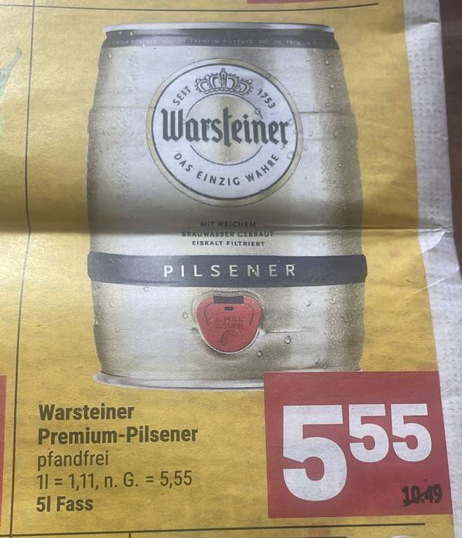 Warsteiner 5 Liter für 5,55 Marktkauf Region Minden Hannover(Lokal)