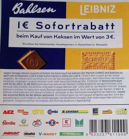 [Globus] 4x Leibniz Choco versch. Sorten für nur 0,74€ pro Packung (Angebot + Coupon) - bundesweit