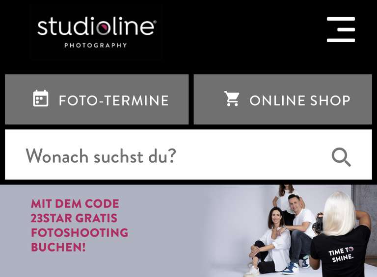 Studioline Gratis Fotoshooting + 1 Abzug