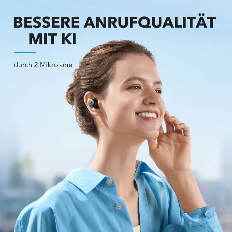 [Prime] Anker Soundcore A20i TWS In-Ears (Bluetooth 5.3, 9/28h Akku, USB-C, Trageschlaufe, App mit Equalizer, IPX5)