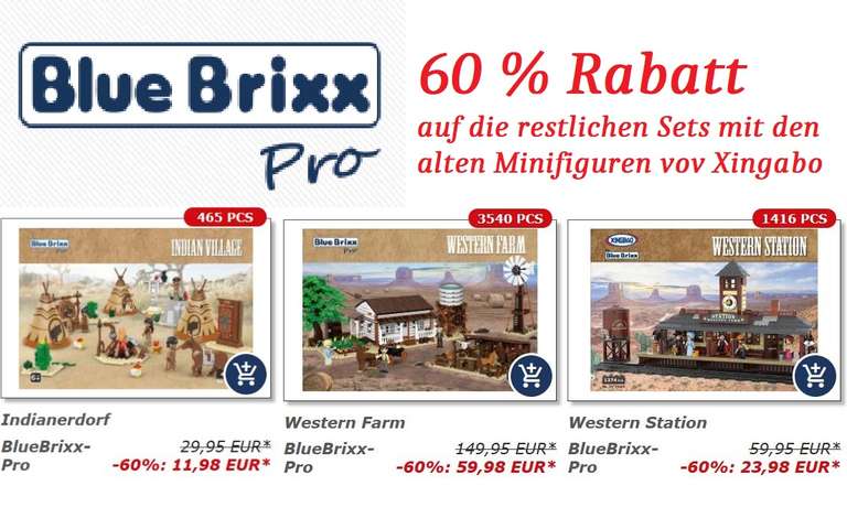 [Klemmbausteine] 60% Rabatt auf BlueBrixx Pro Western & 10 % Rabatt-Code für BlueBrixx Kids