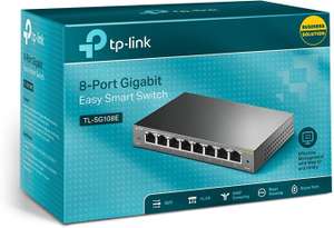 TP-Link TL-SG108E 8-Port Gigabit Easy Smart Switch (8x Gbit-LAN, Konfiguration im Browser, Metallgehäuse, 10J Garantie)