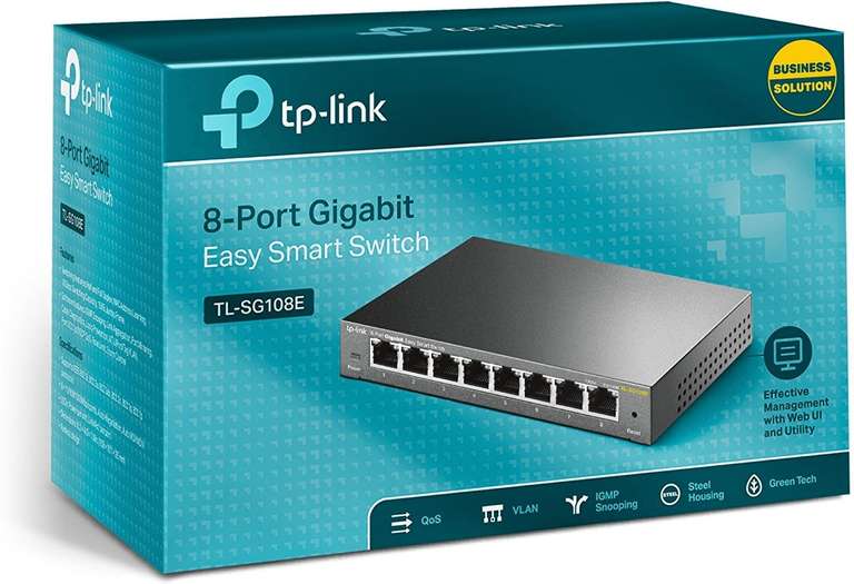 TP-Link TL-SG108E 8-Port Gigabit Easy Smart Switch (8x Gbit-LAN, Konfiguration im Browser, Metallgehäuse, 10J Garantie)