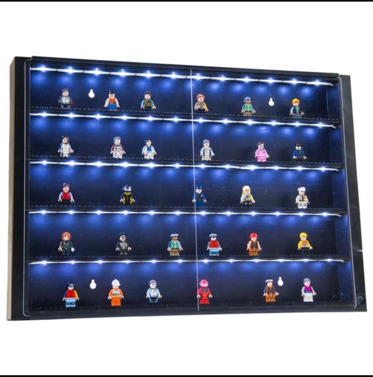 Minifiguren Vitrine mit 5 Ebenen und LED Licht ( Lego , Klemmbausteine)