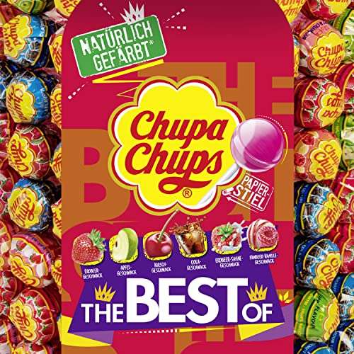 Chupa Chups Lutscher-Rad, Lollipop-Ständer mit 200 Lollis, Aufsteller mit 6 leckeren Geschmacksrichtungen, 200 x 12g (Prime Spar-Abo)