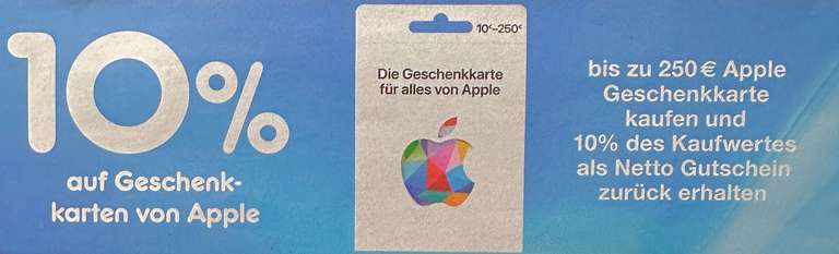 [Netto MD ab 22.5.] 10% Netto Gutschein nur bei Kauf von variabler Apple Gift Card