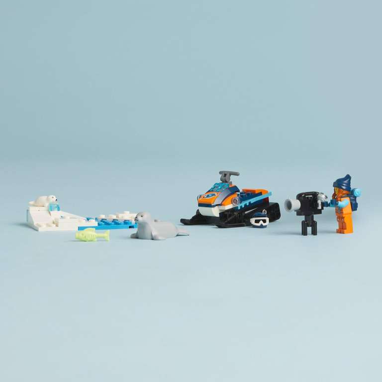 LEGO 60376 City Arktis-Schneemobil, Konstruktionsspielzeug-Set mit 3 Tier-Figuren und einer Explorer-Minifigur (Prime/Otto flat)