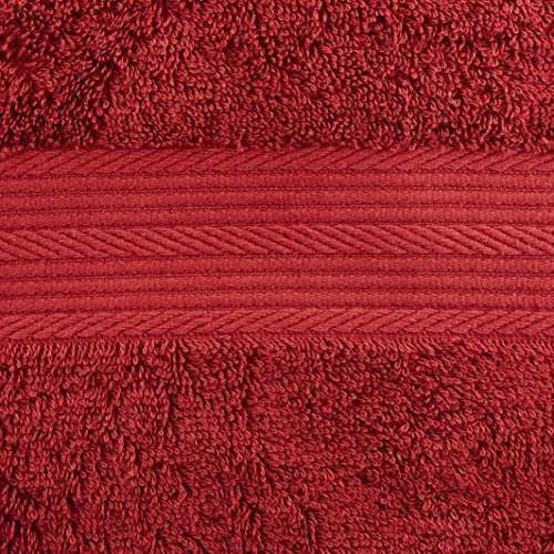 [Prime]Amazon Basics Handtuch-Set, ausbleichsicher, 2 Badetücher, rot, 100 Prozent Baumwolle 500g/m²