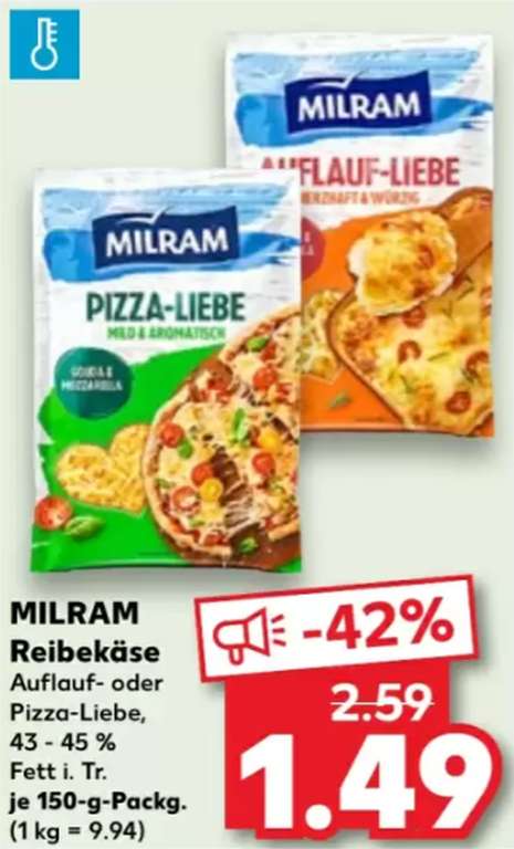 [KAUFLAND] 4x Milram Auflauf-Liebe oder Pizza-Käse 150g für 0,99€ pro Packung [ab 27.03.2023] nur in Bayern nicht?