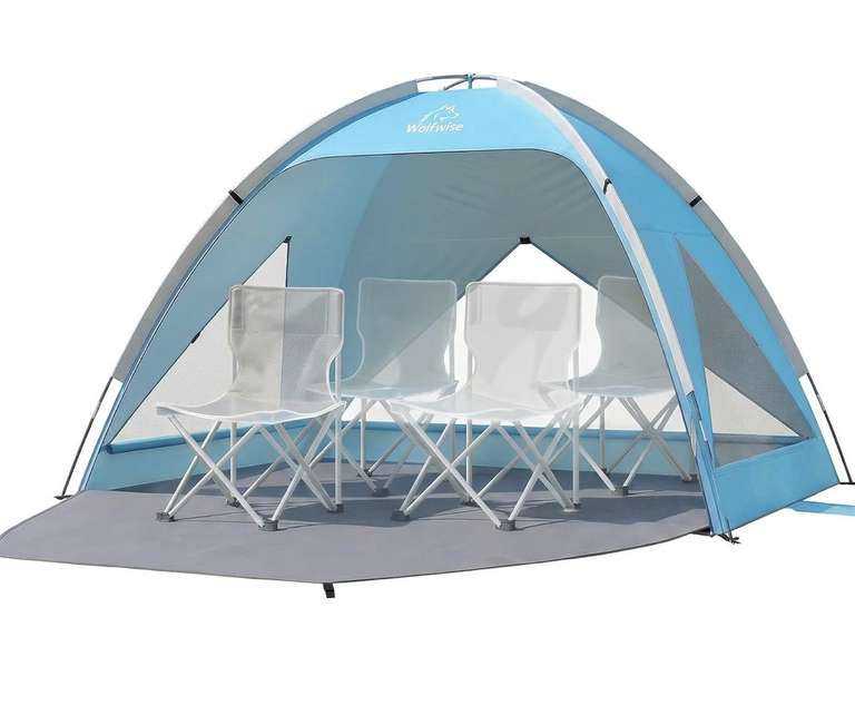 WolfWise Strandmuschel UV Schutz, 3 Belftungsfenster, 4 Pers. at Amazon -  29,99 | mydealz