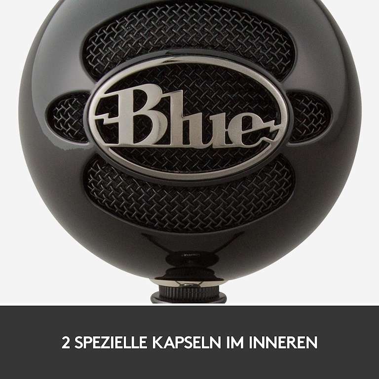Blue Microphones Snowball USB-Mikrofon (Niere oder Kugel, 3 Modi, 40Hz-18kHz, Tischstativ, Ø325mm, 2m Kabel, 460g)