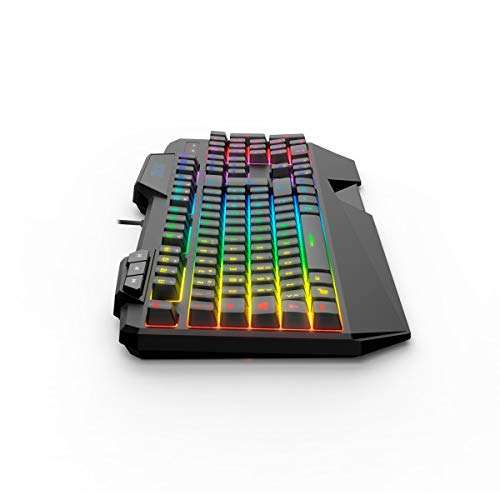 Set mini mechanische tastatur, RGB-LED-Beleuchtung, Maus mit optischem Sensor und echten 6.400 DPI LED 6 Farben, span. QWERTY-Layout (Prime)