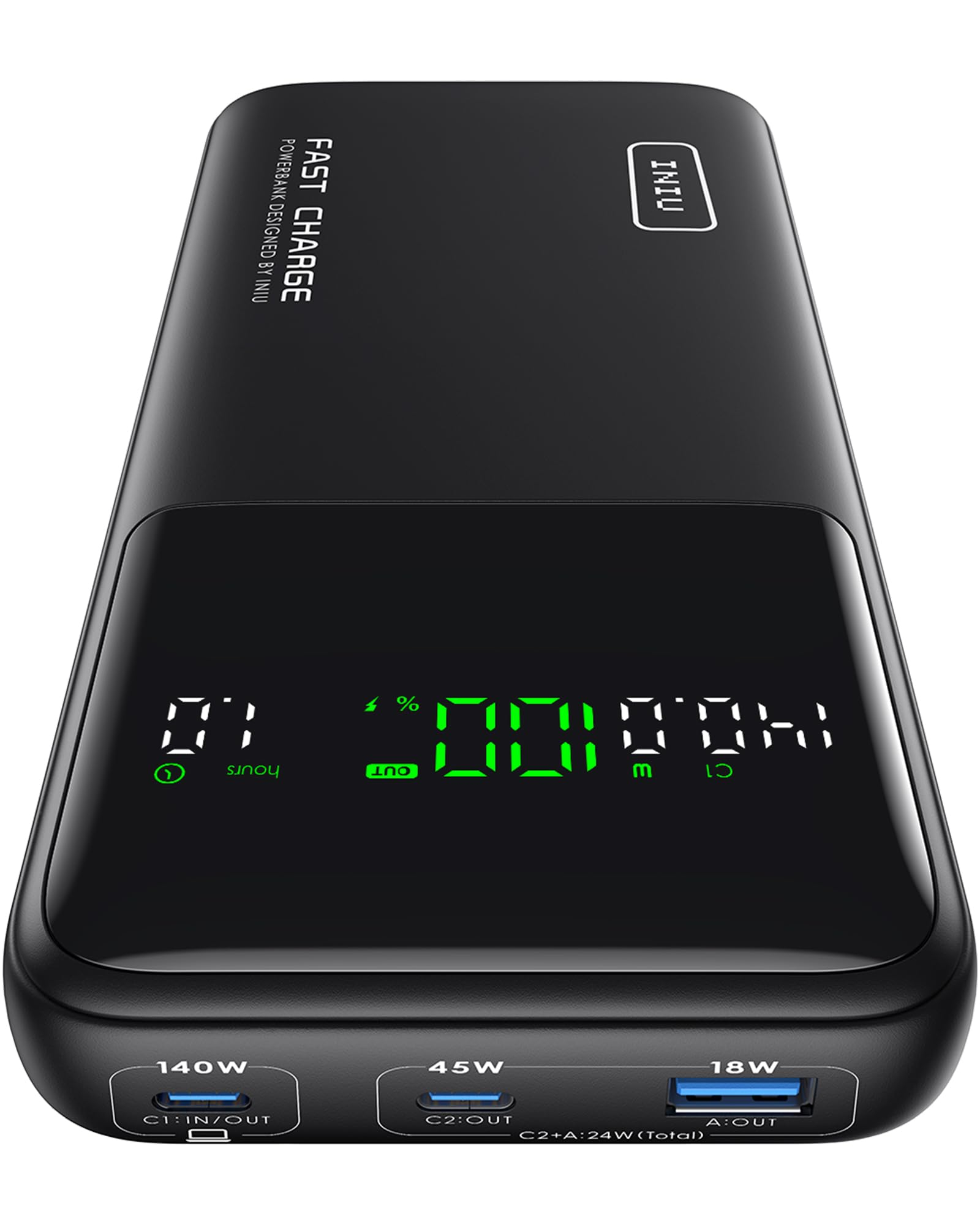 [Prime@SimpleLife LLC] Powerbank INIU B64 140W, 27000mAh/99,7Wh, 598g, %- und Leistungsanzeige, USV, PPS 3,3-21V 5A (C1) & 100W-USB-C-Kabel