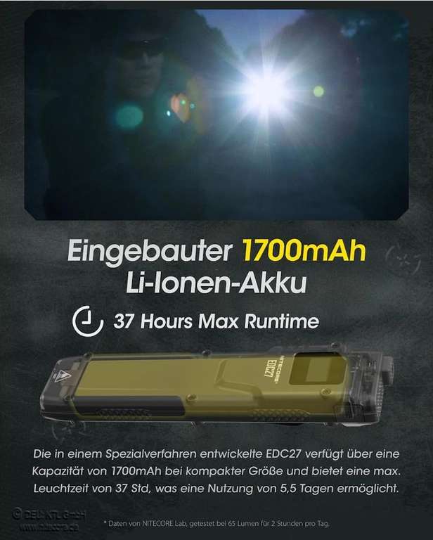 Outdoor- Taktiktaschenlampe- Nitecore EDC27 Ultra Slim EDC.
