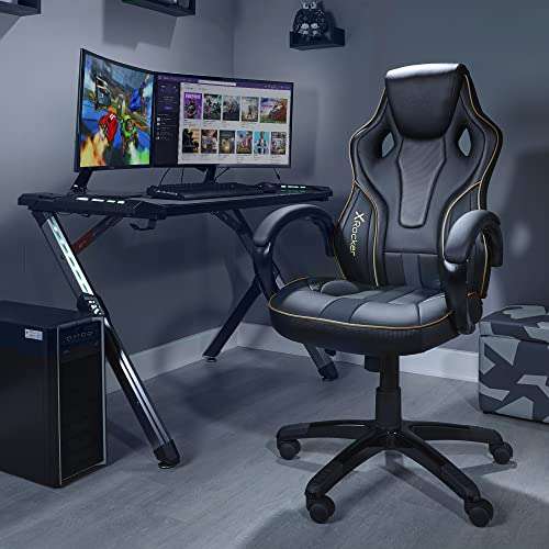 X Rocker Maverick Gaming Stuhl - Ergonomischer Bürodrehstuhl für Jugendliche & Junge Erwachsene - 360° drehbar & höhenverstellbar