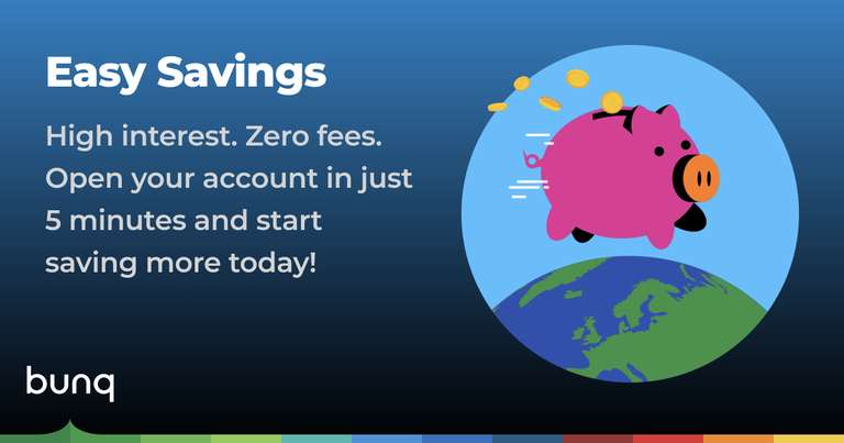 bunq 4,01% Sparkonto „Easy Savings“ mit wöchentlicher Zinszahlung, bis 100.000€, 4 Monate, Neukunden, NL Einlagensicherung AAA („Tagesgeld“)