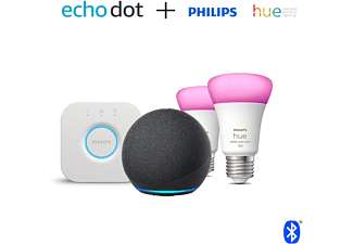 (MM & Saturn) AMAZON Echo Dot (4. Generation) + Philips Hue Color E27 Starter Set // Echo Dot 4 + 2x Philips Hue White 19,99€