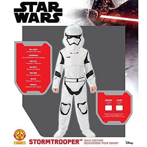 Rubies 620299_S Star Wars VII: The Force Awakens Deluxe Stormtrooper Costume and Mask Kostüm,Größe M und L für Kinder zwischen 5-8 Jahre