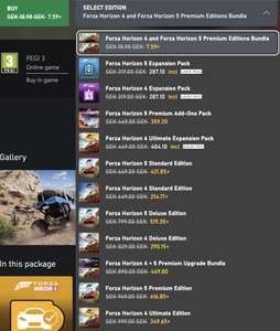 Forza Horizon 4 Ultimate & Forza Horizon 5 Premium Bundle für 69 Cent im schwedischen MS-Store