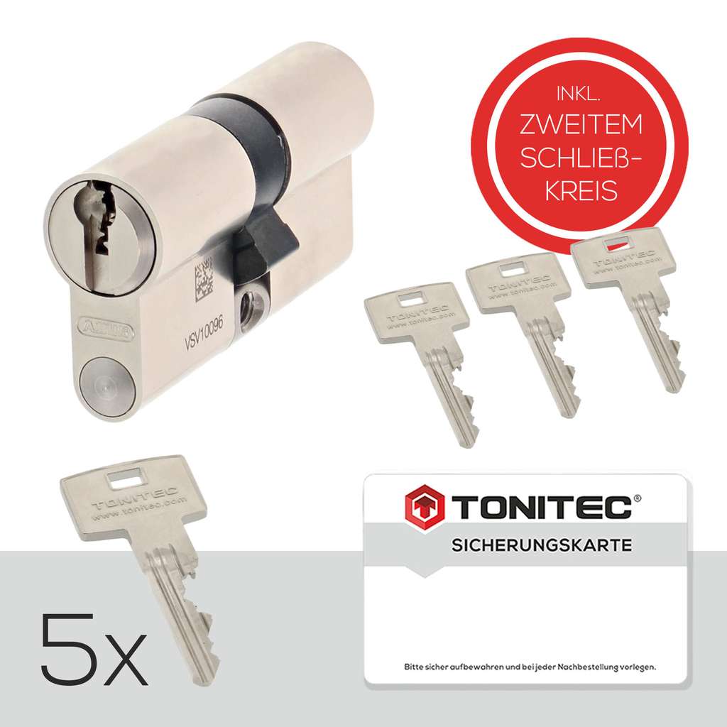 ToniTec Set aus Abus Bravus 2000 MX Türschloss mit Sicherheitskarte modular  Schließzylinder gleichschließend N&G inkl. 3 Schlüssel und ToniTec