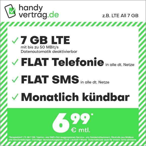 [Amazon] handyvertrag.de (o2) 5 GB LTE +Allnet+SMS-Flat+VoLTE&WLAN Call für 4,99€/ nur 5€ AG / mtl kündbar o. 7 GB = 6,99€ / 16GB für 10,99€