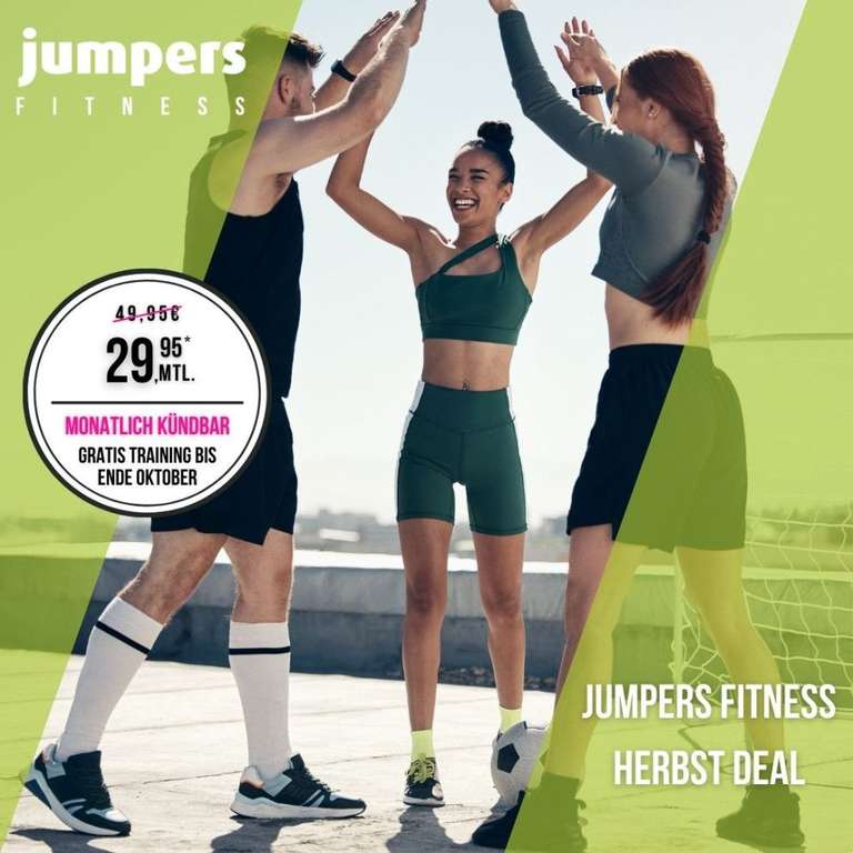 Jumpers fitness Herbst Deal: Ultra Tarif, monatlich kündbar für 29,95€ mtl. zzgl. Starterpauschale