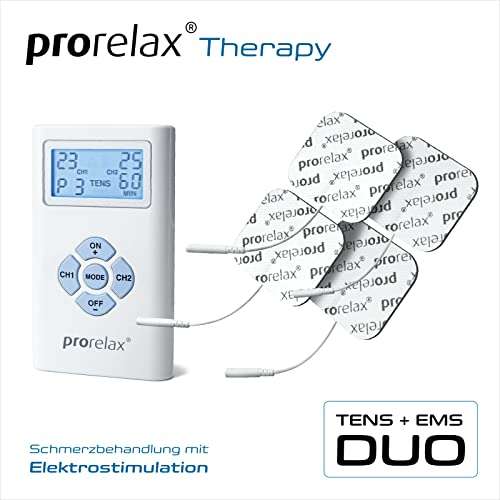 prorelax TENS/EMS Duo | Elektrostimulationsgerät | 2 Therapien mit einem Gerät | gegen chronische Schmerzen | Muskelaufbau [Amazon Prime]