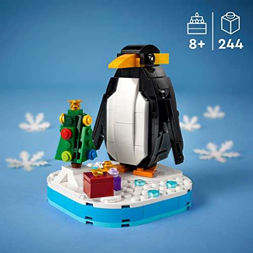 [PRIME] LEGO 40498 Weihnachtspinguin Tierfigur, Weihnachtsspielzeug mit 2 eingepackten Geschenken und Weihnachtsbaum