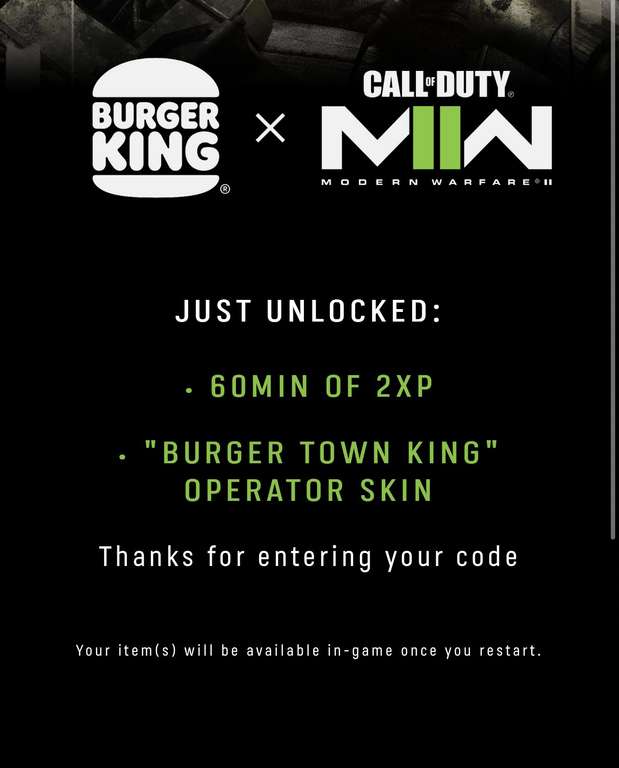 [Free] Call Of Duty Warzone 2.0 Burger King Skin