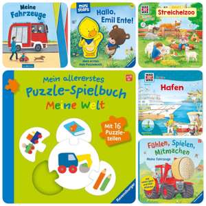 Kinderbücher Sammeldeal, z.B. Ravensburger Mein allererstes Puzzle-Spielbuch: Meine Welt | 16 Teile | Ab 18 Monaten