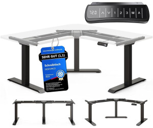 DESKSPACE CORNER Elektrisch Höhenverstellbarer Eck-Schreibtisch / Gestell – 3 Hochleistungsmotoren, 150 kg Tragkraft, Gestell schwarz